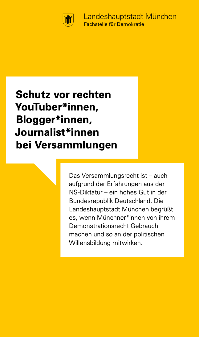 Schutz vor rechten YouTuber*innen, Blogger*innen, Journalist*innen bei Versammlungen